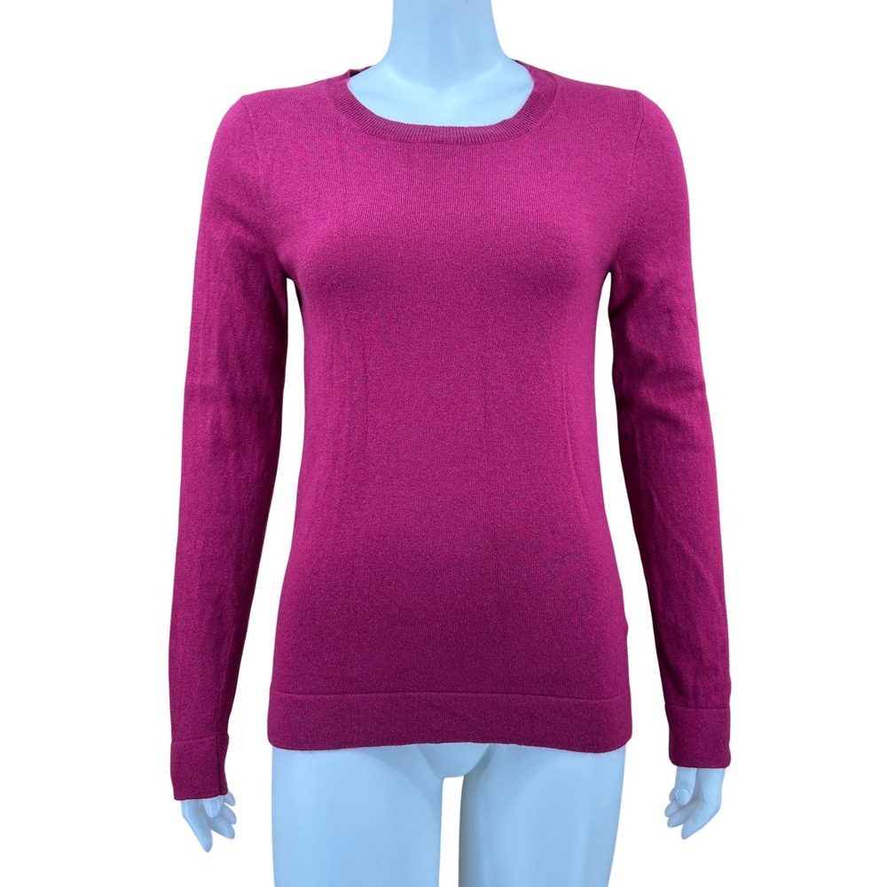 J Crew Teddie Sweater Women Small Burgundy Cotton Wool Crew Neck Pullover Preppy